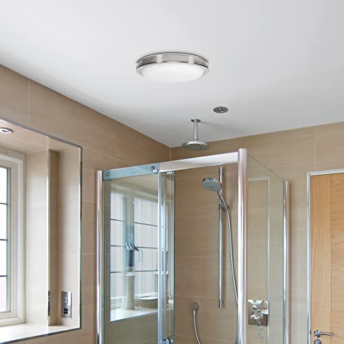Homewerks 7105-07 Bathroom Fan With Led Light Ceiling Mount Exhaust Ventilation Silent 2.5 Sones 100 Cfm, Decorative Brushed Nickel Trim #TOP2