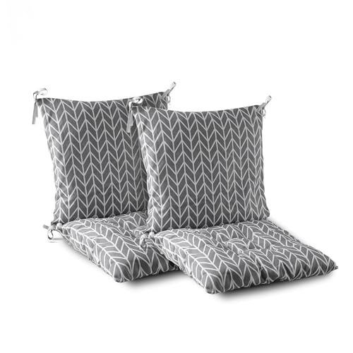 Générique Lot de 2 Coussins de Chaise à Dossier Bas Coussins de Chaise 40 x 80 cm, Coussins de Dossier avec Rubans, pour Chaise de Jardin (Gris)