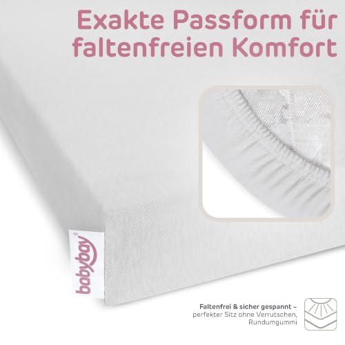 babybay Jersey Spannbetttuch Deluxe passend für Modell Verlängerungsseite Boxspring XXL, zartgrau – Ansicht 5
