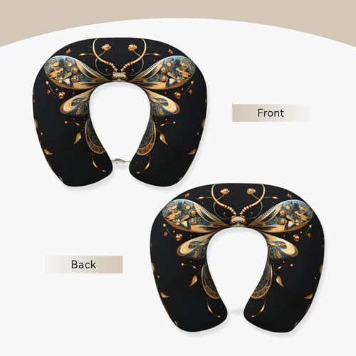 Almohada de viaje viscoelástica forma U lavable negra miniatura 2