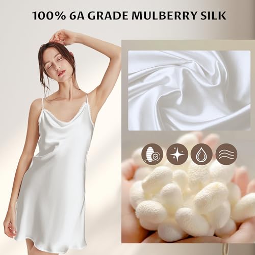 Image of Luxurious 100% Mulberry Silk Chemise - 19 Momme Sleeveless Nightgown