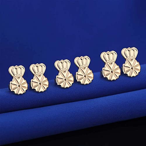 3 Pairs 14K Gold Earring Backs Lifters,Secure Earring Backs For Droopy Ears,Adjustable Hypoallergenic Earring Backs For Studs(3Gold) #TOP5