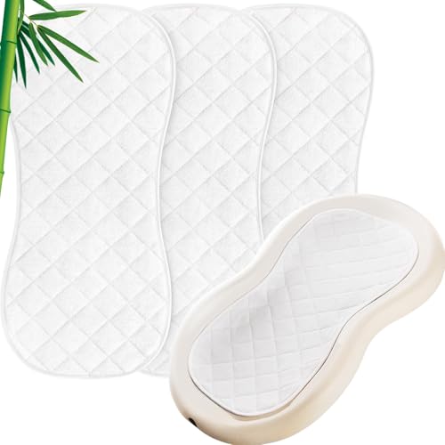 Image of Moonsea Quilted Thicker Changing Pad Liner 3 Pack Waterproof, Fit for Changing Table Liners are Warm On a Baby's Back Non-Slip Design Reusable Pads Machine Washable, White