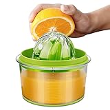 Entsafter Handpresse 4 in 1 Orangenpresse Zitruspresse Multifunktionaler Manuelle Entsafter Zitronenpresse Handpresse Eingebautem Mess Becher Reibahlen Mühlen Eier Trenner