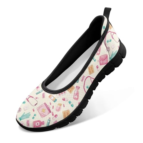 Image of Walking Shoes Women Breathe Mesh Slip On Sneakers Women Comfortable Lightweight