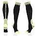 Produktbild Licorne Kompressions-Thrombose-Stütz-Strümpfe Damen und Herren Compression Socks für Sport Flug Laufen Reisen Verbesserung der Durchblutung (43-46, Schwarz-Lime)