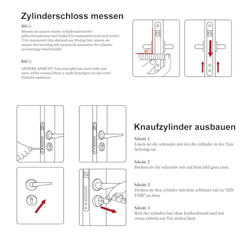 Hengsong Zylinderschloss 30/30,Schließzylinder mit Knauf,Knaufzylinder,für...