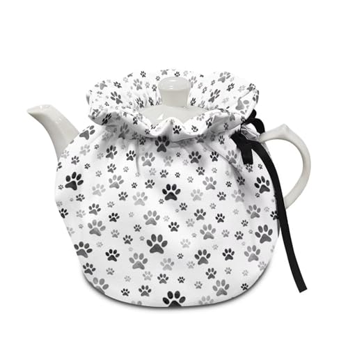 Image of Dog Paws Tea Cosy, Stain Resistant Teapot Cozy Breakfast Warmer Insulation and Keep Warm, Tea Kettle Cover for Home Kitchen Thanksgiving Decor
