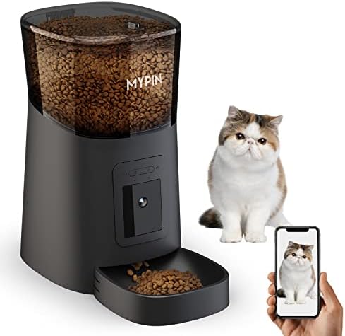 Video Automatic Pet Feeder with HD Camera, Food Dispenser for Cats and Dogs WiFi Smart Feeder with Camera 6L 2-Way Audio,Mobile Phone Control, Timed Feeder,Desiccant Bag Up to 8 Meals per Day