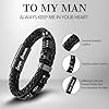 Mens Leather Bracelets Jewellery Gifts for Men Him Husband Boyfriend To My Man Adjustable Stainless Steel Wrist Bracelet Men with Card Letters Birthday Christmas #2