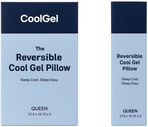 Cool Gel Cooling Pillow for Sleeping, Queen Size Cooling Memory Foam Pillow for Hot Sleepers, Reversible Ergonomic Design, Pressure Relief, Spine Alignment, Side, Back Contouring Support