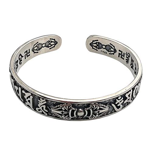 Bracelet argent S925 pour femmes vintage chinois sculpture relief classique