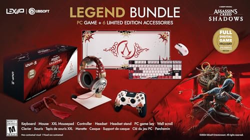 Lexips & Ubisoft Assassin's Creed Shadow Legend Bundle: PC Game, Mouse, Mouse Pad, Headset, Headset Stand, with Keyboard and controller