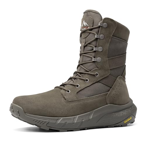 NORTIV 8 Mens Breathable Tactical Military Work Boots | Side Zipper Leather Lightweight Hiking Motorcycle Combat Boots 8 Inches Peakforce product thumbnail 13