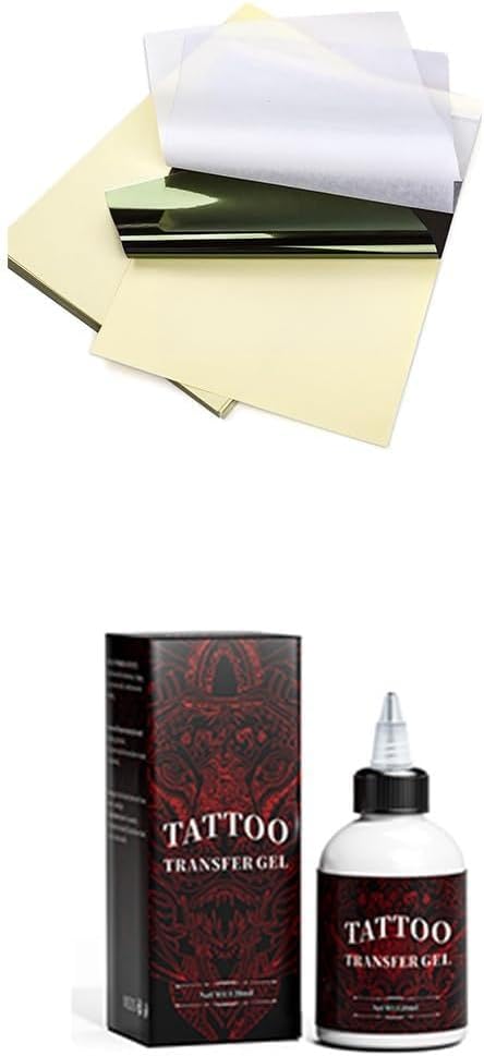Phomemo Tattoo Transfer Kit, 100 Sheets A4 Size Tattoo Stencil Paper & Tattoo Transfer Gel, Commercial & Personal Use, DIY Tattoo Tracing Paper Compatible with M08F Printer & Tattoo Supplies