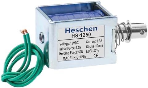Hechen solenoid electromagnet, HS-1250, DC12V, 1.3A, 50N, 10mm stroke, pull type, open frame door lock