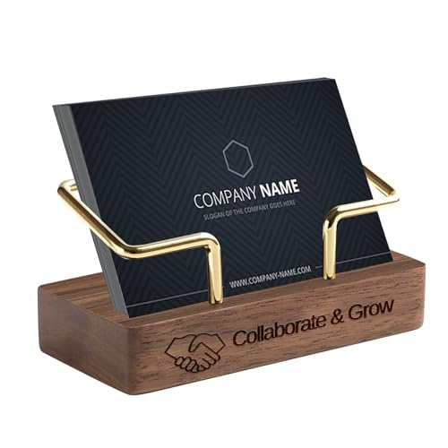 HJX Personalized Wood Business Card Holder (Walnut)