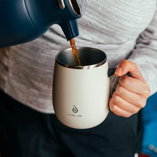 Ideus Kaffeebecher 470 ml (16 oz), doppelwandige vakuumisolierte Kaffee- und Teetasse aus Edelstahl mit rutschfestem Griff und… – Ansicht 9