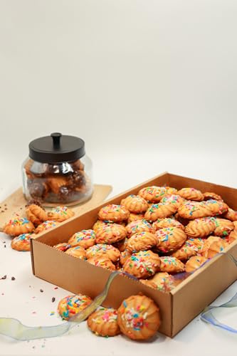 Italian Round Rainbow Sprinkled | Fancy Bakery | Gourmet Cookies | Perfect for Birthdays, Holidays & all Occasions | Dairy, & Nut Free | Italian Fancy Cookies | Kosher Parve | 5 lb tray