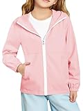 Haloumoning Girls Hooded Jackets Kids Waterproof Windbreaker Lightweight Rain Coats with Pockets 5-14 Years