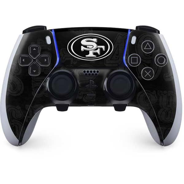 Skinit Decal Gaming Skin Compatible with PS5 DualSense Edge Pro Controller - Officially Licensed NFL San Franciso 49ers Black & White Design
