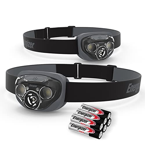 Energizer Vision HD+ 260 Lumen Lampe Frontale LED, Noir, Étanche Headlight, Lumière Brillante, Camping Randonnée Course Outdoor Lot de 2, Piles Incluses, Réglable