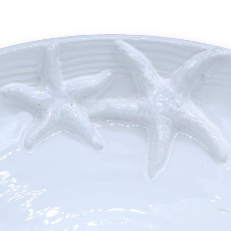 Centro de mesa de cerámica Sicilia Bedda de 35 cm con diseño blanco en relieve 2