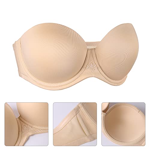 Lemorosy Women's Plus Size Full Coverage Underwire Red Carpet Multiway Contour Smoothing Strapless Bra(Nude, 36B) #TOP5