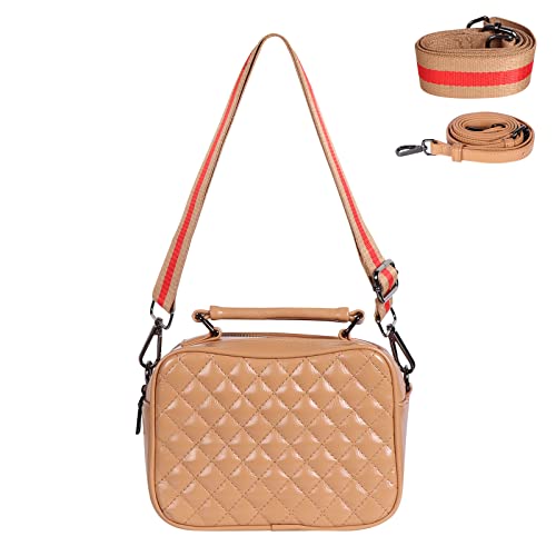 Geestock Damen-Umhängetaschen Beige, Moderne Taschen mit Breitem Schultergurt Kette Schultertasche Damen, Crossbody Bag Für Party, Schule, Reisen Cover