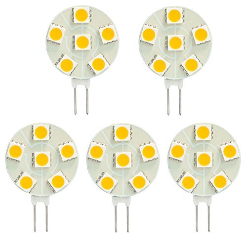 Hero-Led Sg4-6T-Dw Side Pin G4 Led Disc Halogen Replacement Bulb, 1.2W, 10-15W Equal, Daylight White 5000K, 5-Pack(Not Dimmable) #TOP28