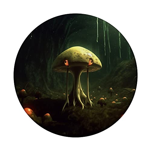 Cute Alien Magic Mushrooms Design PopSockets Swappable PopGrip, Black - Image 3
