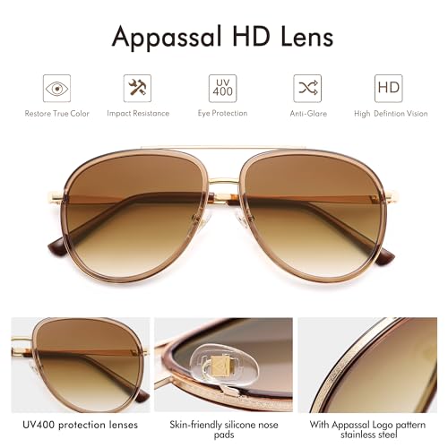 Retro Aviator Sunglasses for Women Mens Double Bridge 70s Shades AP36884