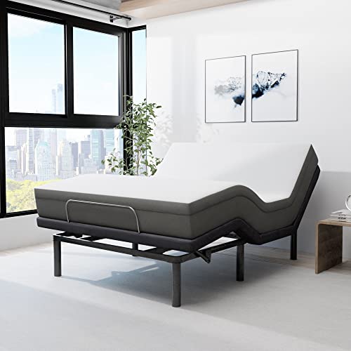 Image of Blissful Nights e4 Queen Adjustable Bed Base Frame with 10 inch Medium Firm Gel Infused Memory Foam Mattress