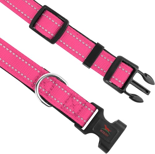Image of Petology Reflective Adjustable Dog Collar for X-Large Dogs (50-60 cms) | Soft Neoprene Padded Nylon Pet Collar with Safe & Quick Release Buckle | Comfortable, Lightweight & Durable