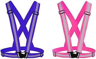 JJJ Equipo Reflectante for Correr, Caminar, Trotar, Andar en Bicicleta, Motocicleta for Hombres Mujeres (2pcs, Verde Fluorescente) (Color : Vest/Pink+Blue)