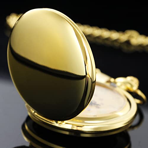 Image of Tiong Smooth Pocket Watch,Personalized Pocket Watch,Customized Watches for Men,Engraved Pocket Watches for Father's Day with Chain