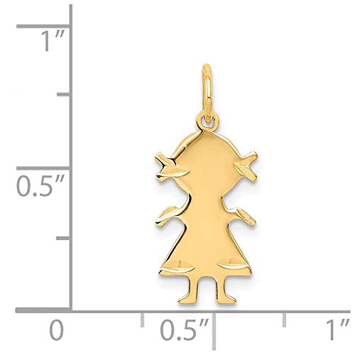14k Yellow Gold Solid Girl Charm Pendant2