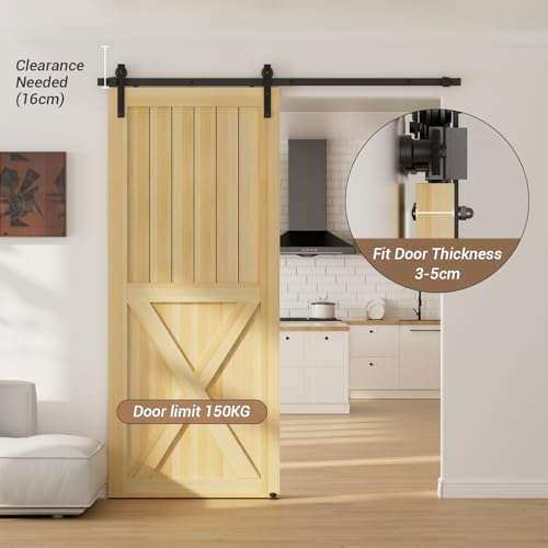 TSMST 183CM/6FT Sliding Door Track Barn Door Hardware Kit Closet Rail Roller Accessory Adjustable Floor Guide - Image 6