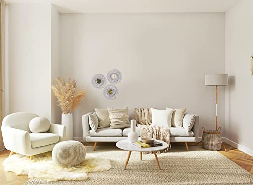 Image of Mirrorize 10 inch Silver Round Mirror Wall Decor Set, Silver Wall Mirrors Accent Decor for Living Room, Decorative Silver Mirrors for Wall Decor Set of 3, (IMP8564)