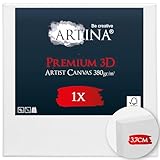 Artina 3D Leinwand 90x90 cm – Bespannt auf stabilem FSC® Keilrahmen, verzugsfrei, 3-fach weiß vorgrundiert, Premium Qualität, 100% Baumwolle, 380 g/m² – Künstlerbedarf