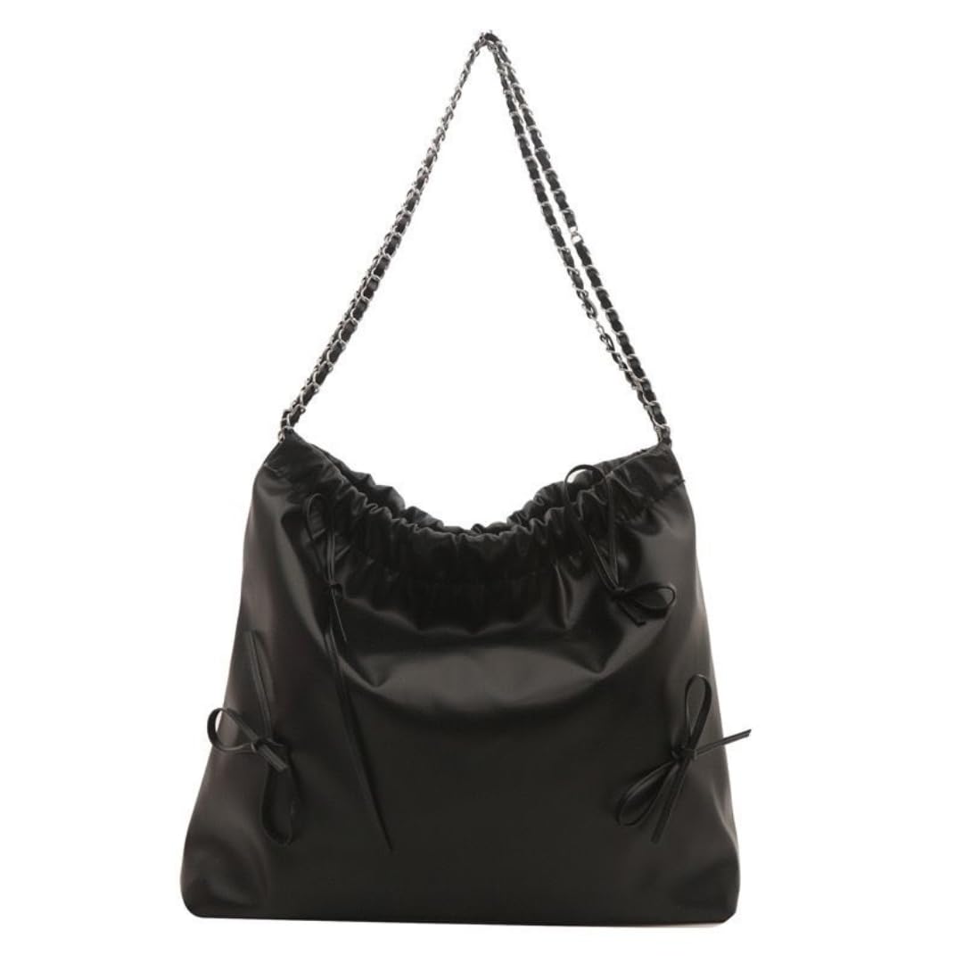 FLYMANN Womens Hobo Handbag with Chain Strap, Drawstring Closure | Crossbody Fashion Tote bag (Black) (B0DC722NZZ) Amazon Price History, Amazon Price Tracker