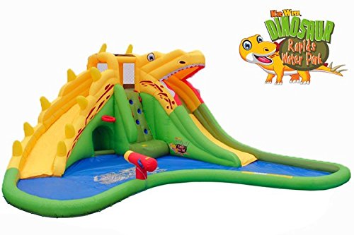 KidWise Dinosaur Rapids Back to Back® Water Park Bouncer | Inflatable Water Slide | Blower, Carry Bag, Hose, and Stakes Included | Quick Inflate | Residential Inflatable | Quick Ship | Dinosaur Theme