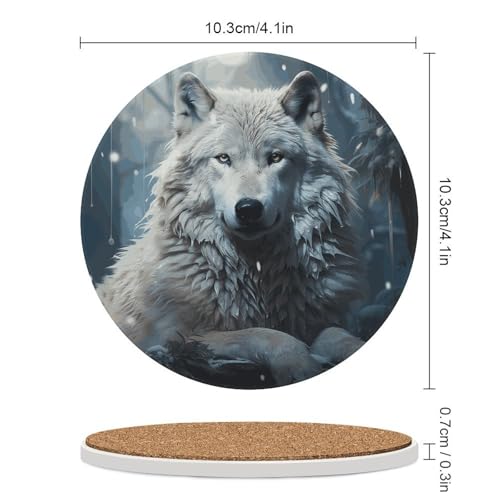 Dessous de verre absorbant céramique loup anti trace eau table base liège - 3