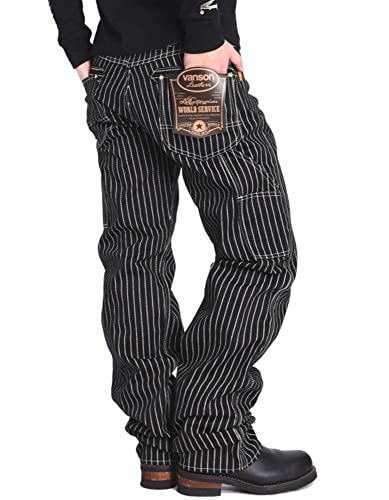 バンソン] デニム ペインターパンツ ウォバッシュストライプ NVBL-301