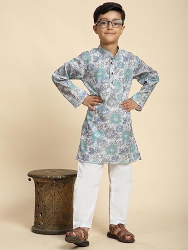Image of Pro-Ethic Style Developer Boy's Cotton Embellished Kurta Pajama for Baby Kids Ethnic Wear (S-166)