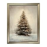 Framed Vintage Christmas Wall Art Neutral Farmhouse Christmas Picture Wall Decor Winter Canvas Print Holiday Paintings Decor