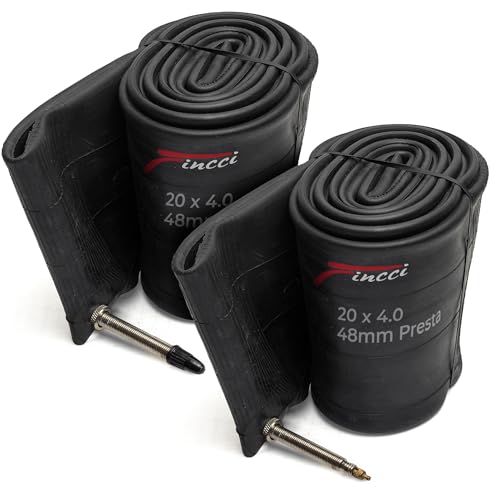 Fincci Fahrradschlauch 20 x 4.00 Zoll - Paar Fatbike Schlauch 100-406 mit Schrader Autoventil Ventil 48 mm - MTB Schläuche für Fat Bike, EBike, Mountainbike, Rennrad Fahrrad, klapprad - 2er Pack