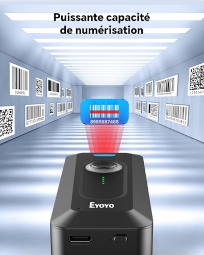 Lecteur code barre 2D Eyoyo Bluetooth sans fil pour smartphones et tablettes iOS Android - 4