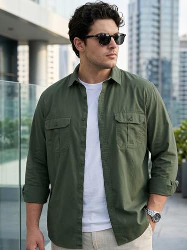 Image of Urbano Plus Men's Cotton Full Sleeve Regular Fit Casual Solid Shirt