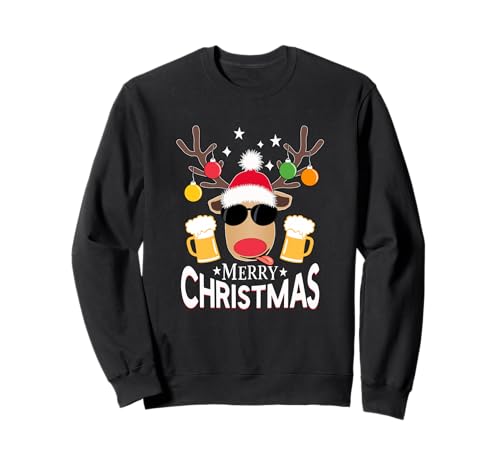 Renne Boire bière Élan Xmas Joyeux Noël Sweatshirt